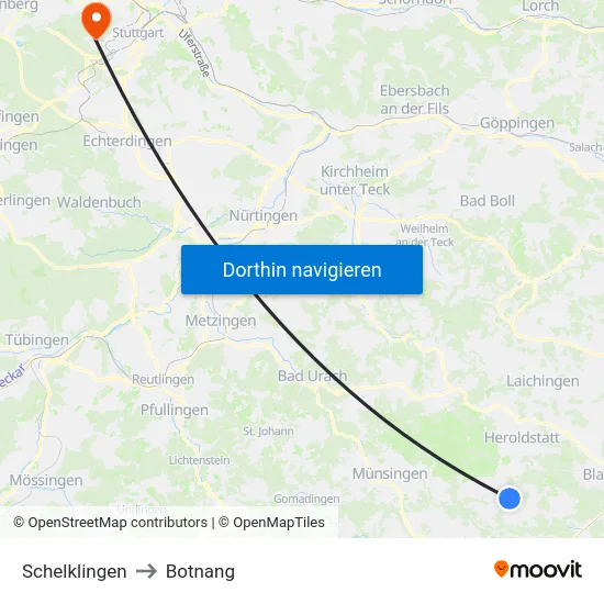 Schelklingen to Botnang map