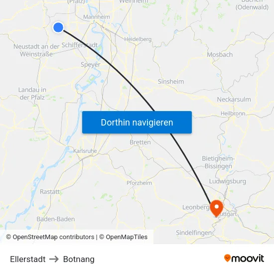 Ellerstadt to Botnang map