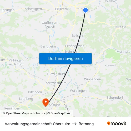 Verwaltungsgemeinschaft Obersulm to Botnang map