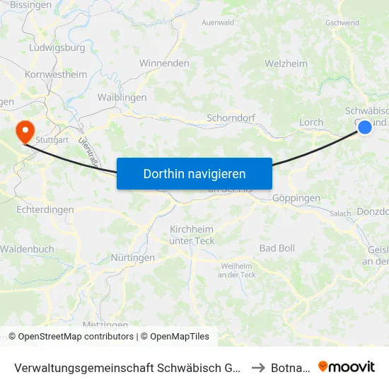 Verwaltungsgemeinschaft Schwäbisch Gmünd to Botnang map
