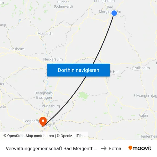Verwaltungsgemeinschaft Bad Mergentheim to Botnang map