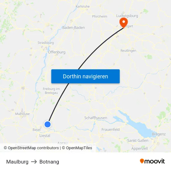 Maulburg to Botnang map