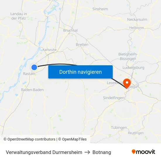 Verwaltungsverband Durmersheim to Botnang map