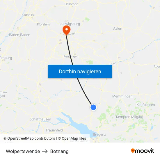Wolpertswende to Botnang map