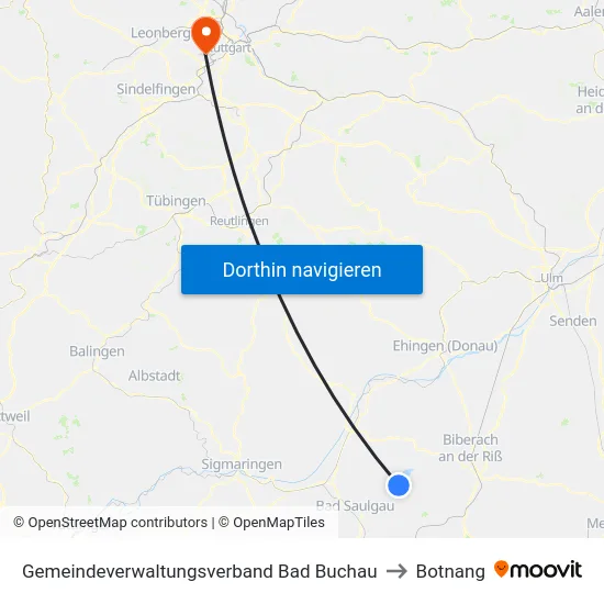 Gemeindeverwaltungsverband Bad Buchau to Botnang map