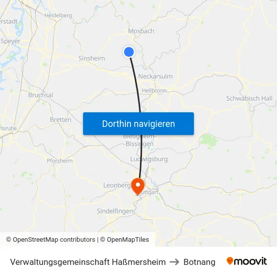 Verwaltungsgemeinschaft Haßmersheim to Botnang map