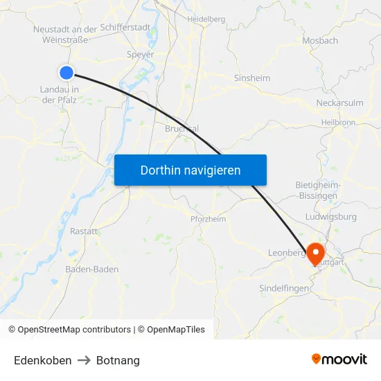 Edenkoben to Botnang map