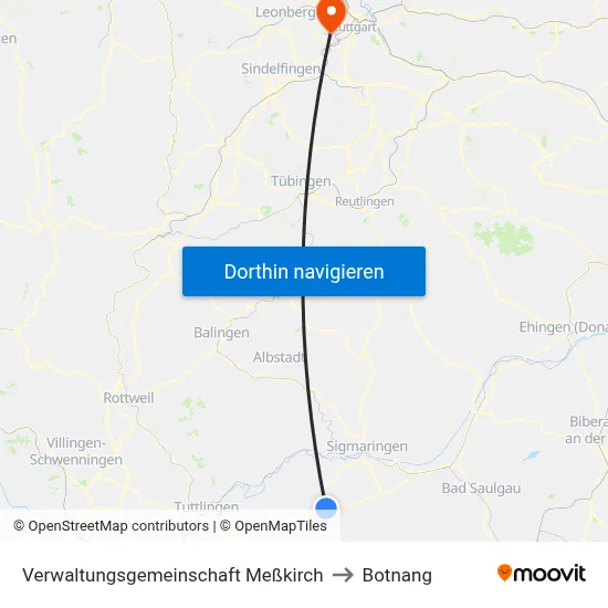 Verwaltungsgemeinschaft Meßkirch to Botnang map