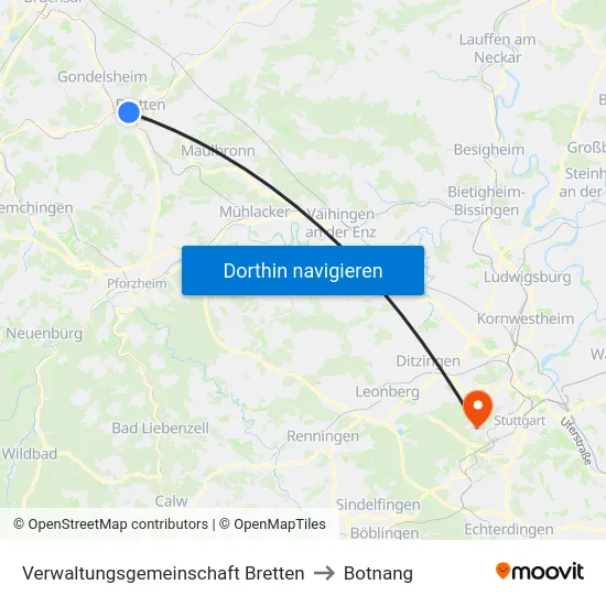 Verwaltungsgemeinschaft Bretten to Botnang map