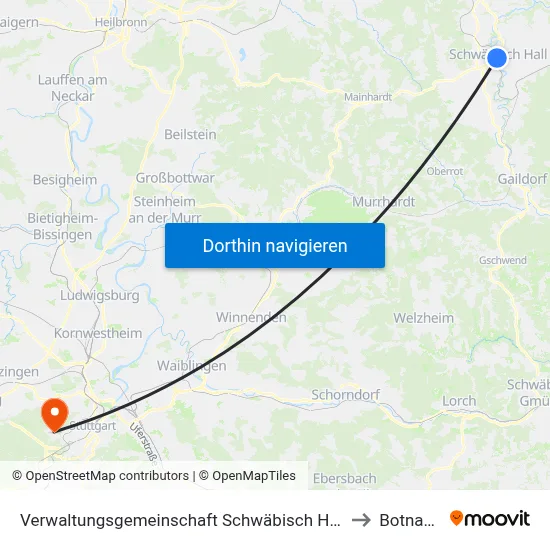 Verwaltungsgemeinschaft Schwäbisch Hall to Botnang map
