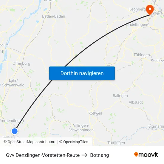 Gvv Denzlingen-Vörstetten-Reute to Botnang map