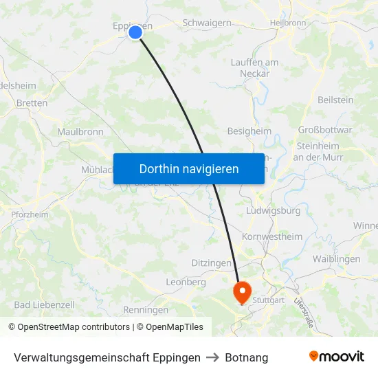 Verwaltungsgemeinschaft Eppingen to Botnang map