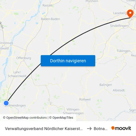 Verwaltungsverband Nördlicher Kaiserstuhl to Botnang map