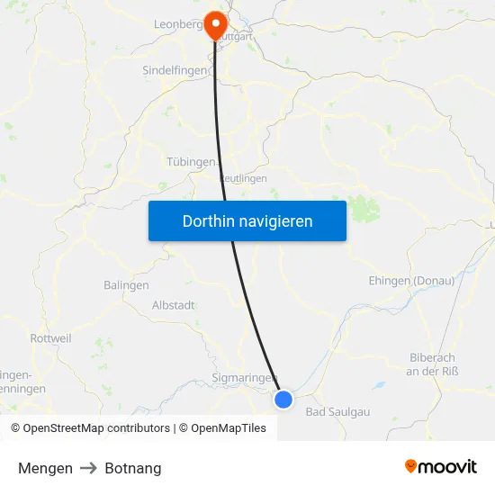 Mengen to Botnang map