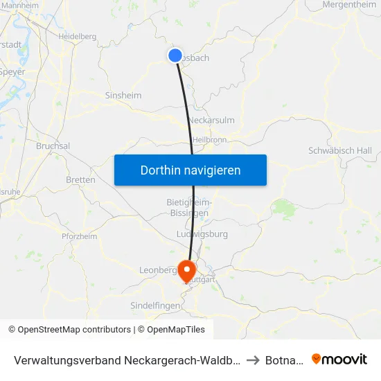 Verwaltungsverband Neckargerach-Waldbrunn to Botnang map