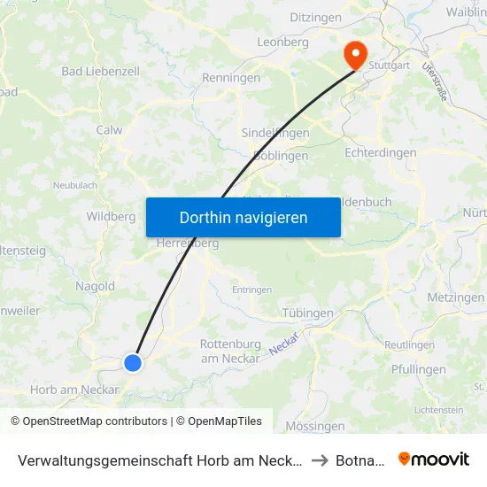 Verwaltungsgemeinschaft Horb am Neckar to Botnang map