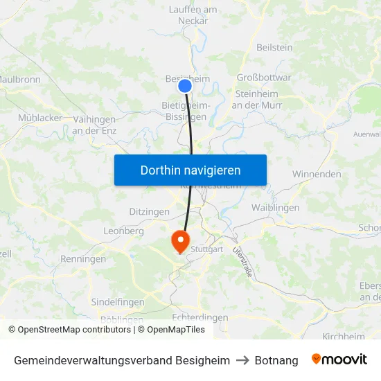 Gemeindeverwaltungsverband Besigheim to Botnang map