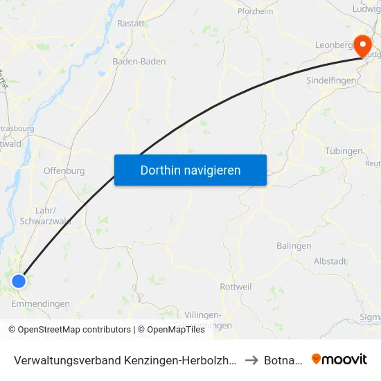 Verwaltungsverband Kenzingen-Herbolzheim to Botnang map