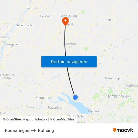 Bermatingen to Botnang map