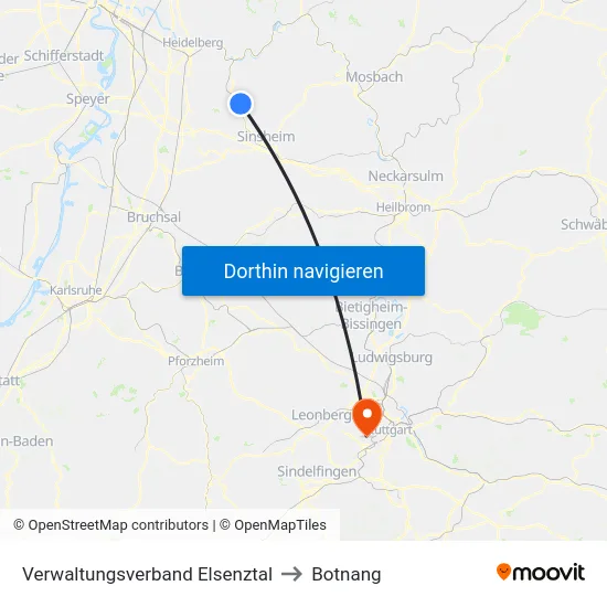 Verwaltungsverband Elsenztal to Botnang map