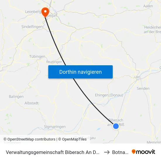 Verwaltungsgemeinschaft Biberach An Der Riß to Botnang map