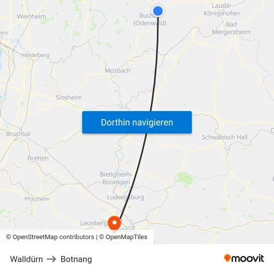 Walldürn to Botnang map