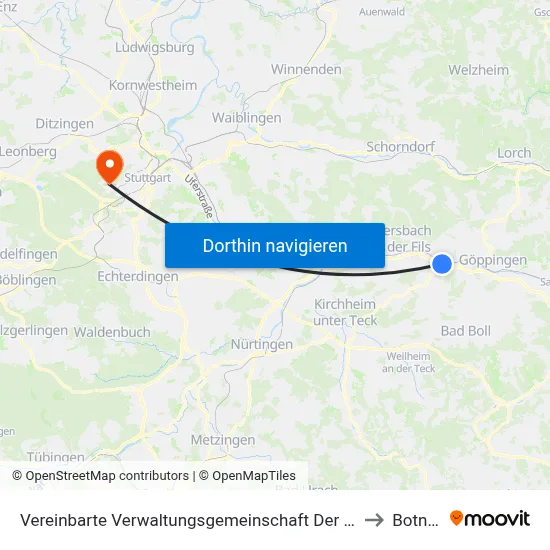 Vereinbarte Verwaltungsgemeinschaft Der Stadt Uhingen to Botnang map