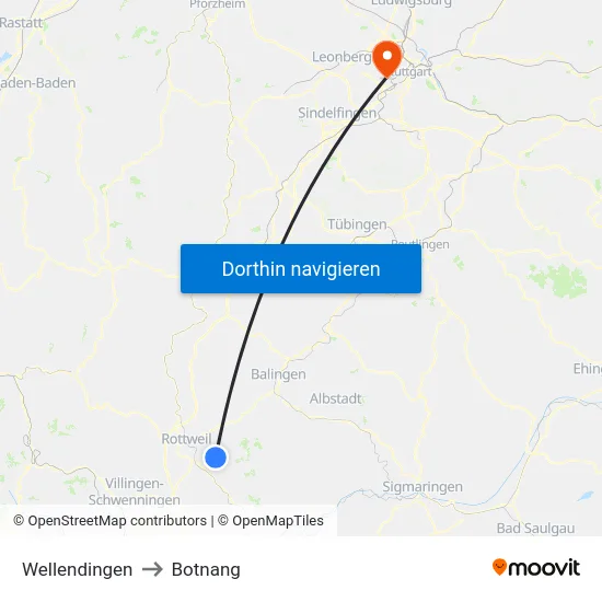 Wellendingen to Botnang map
