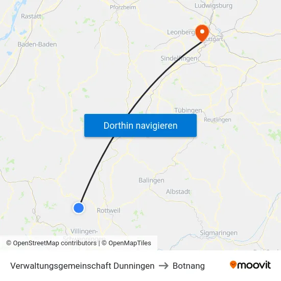 Verwaltungsgemeinschaft Dunningen to Botnang map