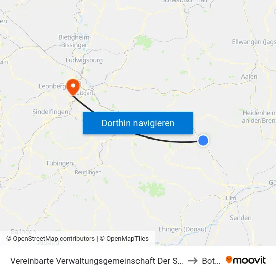 Vereinbarte Verwaltungsgemeinschaft Der Stadt Geislingen An Der Steige to Botnang map