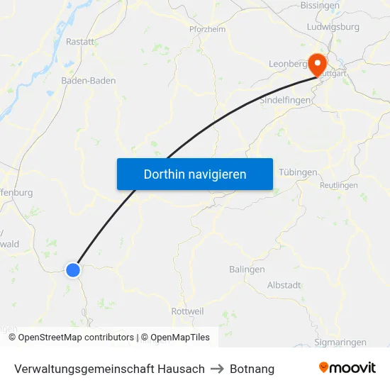 Verwaltungsgemeinschaft Hausach to Botnang map