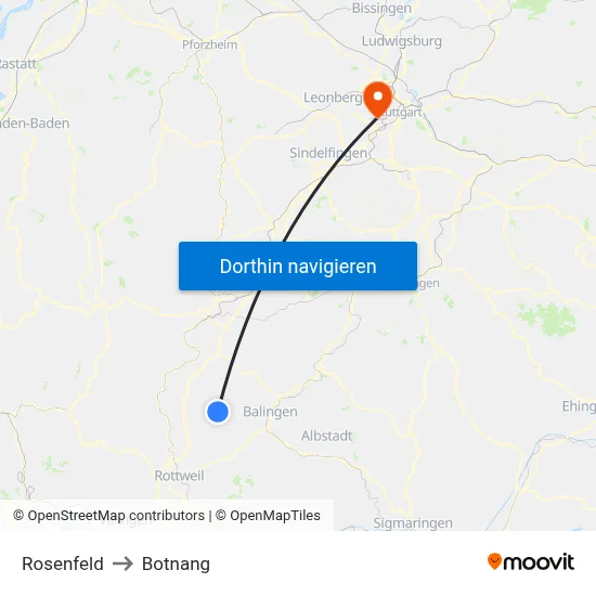 Rosenfeld to Botnang map