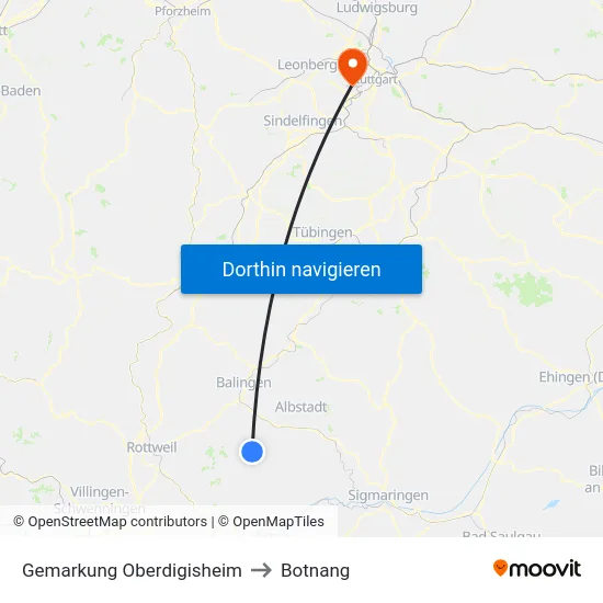 Gemarkung Oberdigisheim to Botnang map