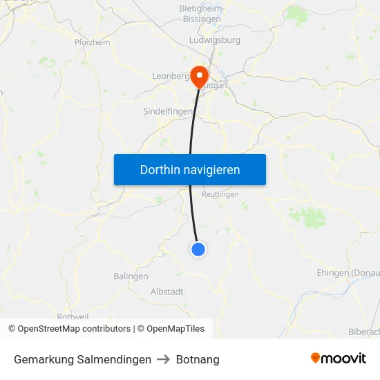 Gemarkung Salmendingen to Botnang map