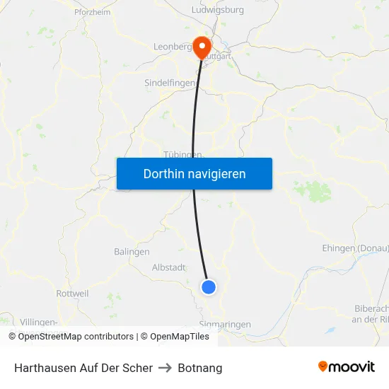 Harthausen Auf Der Scher to Botnang map