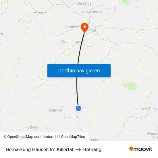Gemarkung Hausen Im Killertal to Botnang map