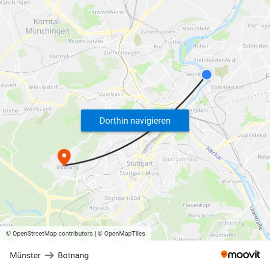 Münster to Botnang map