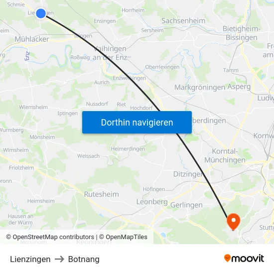 Lienzingen to Botnang map