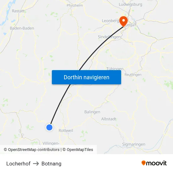 Locherhof to Botnang map