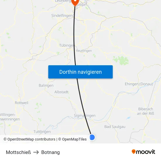 Mottschieß to Botnang map