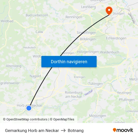 Gemarkung Horb am Neckar to Botnang map