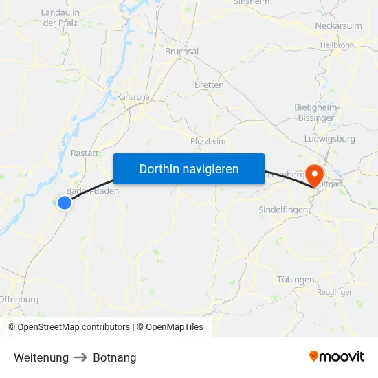 Weitenung to Botnang map