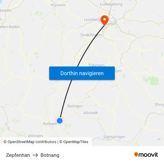 Zepfenhan to Botnang map