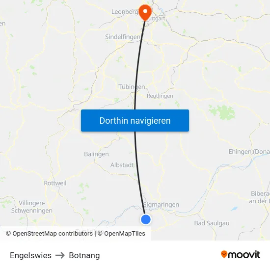 Engelswies to Botnang map