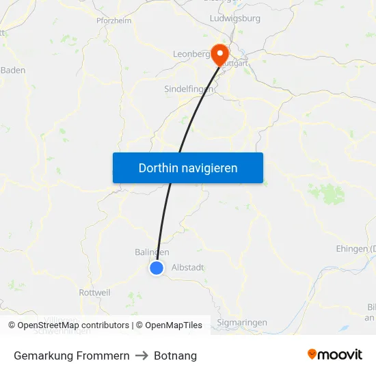 Gemarkung Frommern to Botnang map