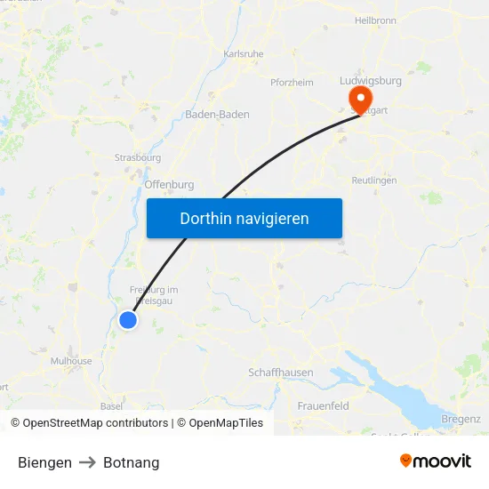 Biengen to Botnang map