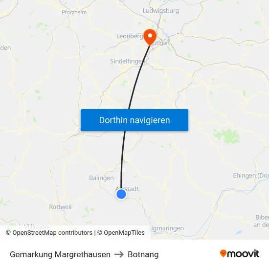 Gemarkung Margrethausen to Botnang map