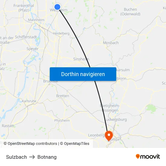 Sulzbach to Botnang map