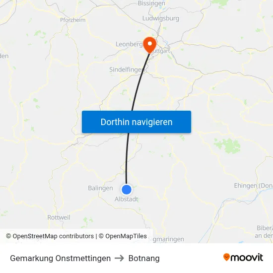 Gemarkung Onstmettingen to Botnang map