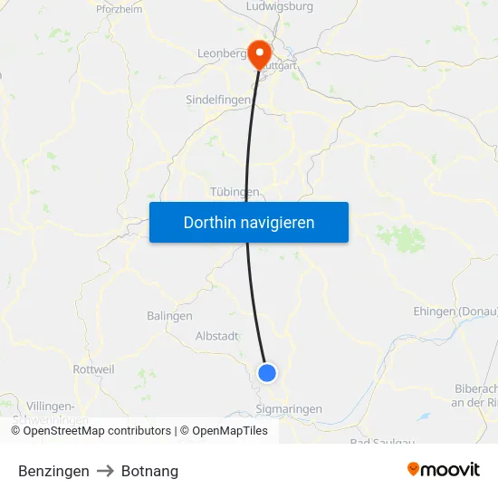 Benzingen to Botnang map
